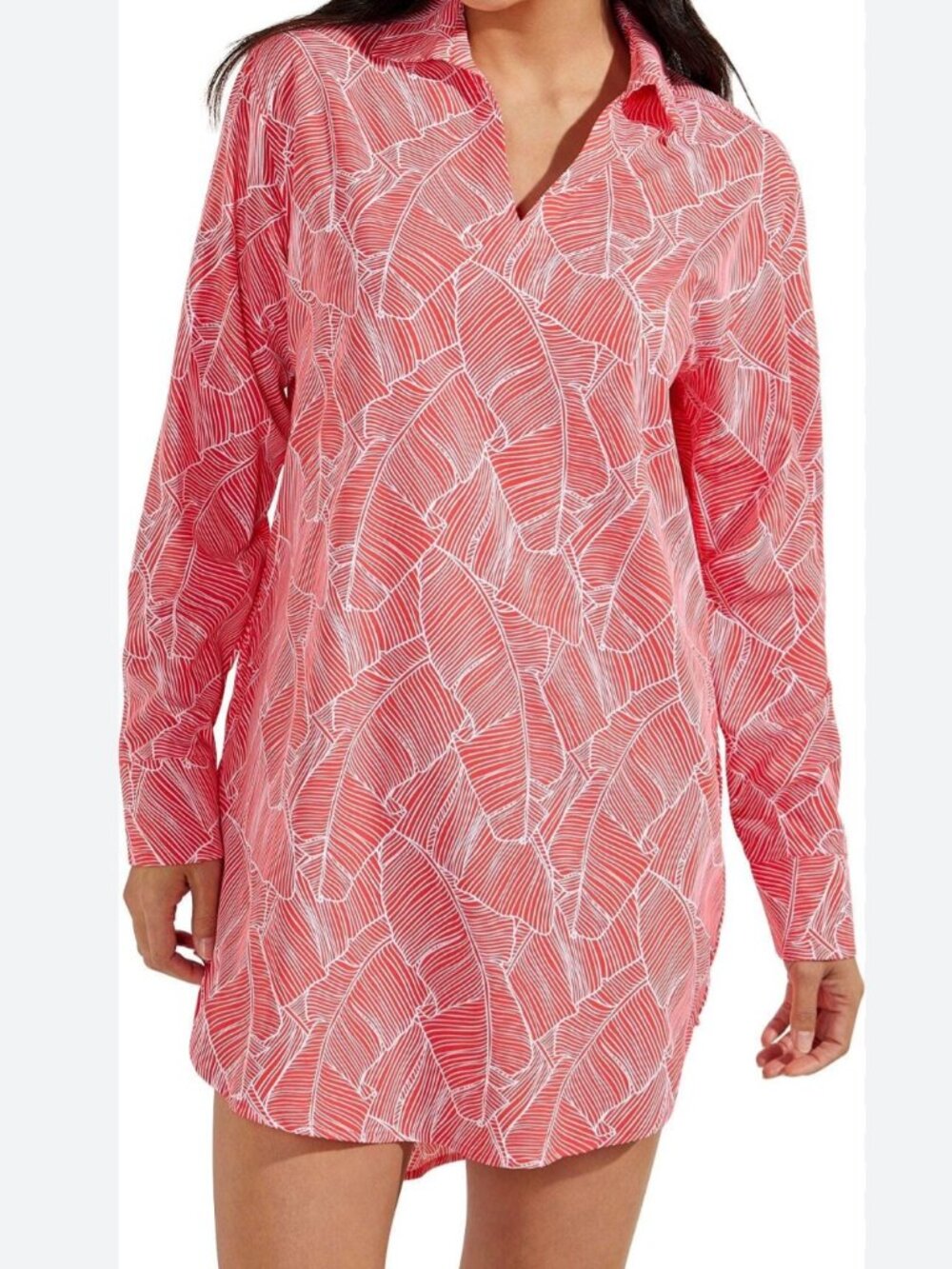 Coolibar Coral Koesta UPF 50+ Cover-Up Shirt Dress Small Lightweight Travel